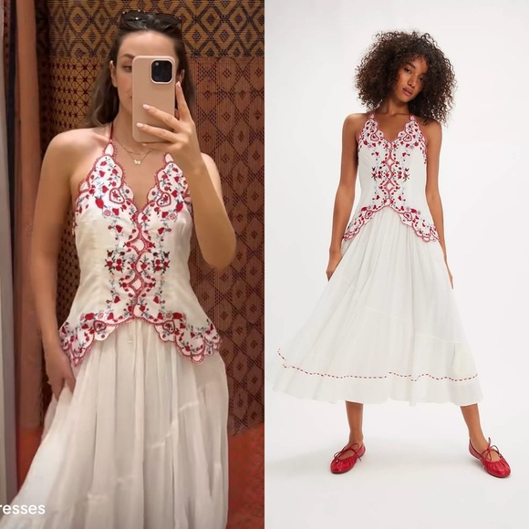 FREE PEOPLE NWT Valenciana White Midi Dress - Picture 1 of 15